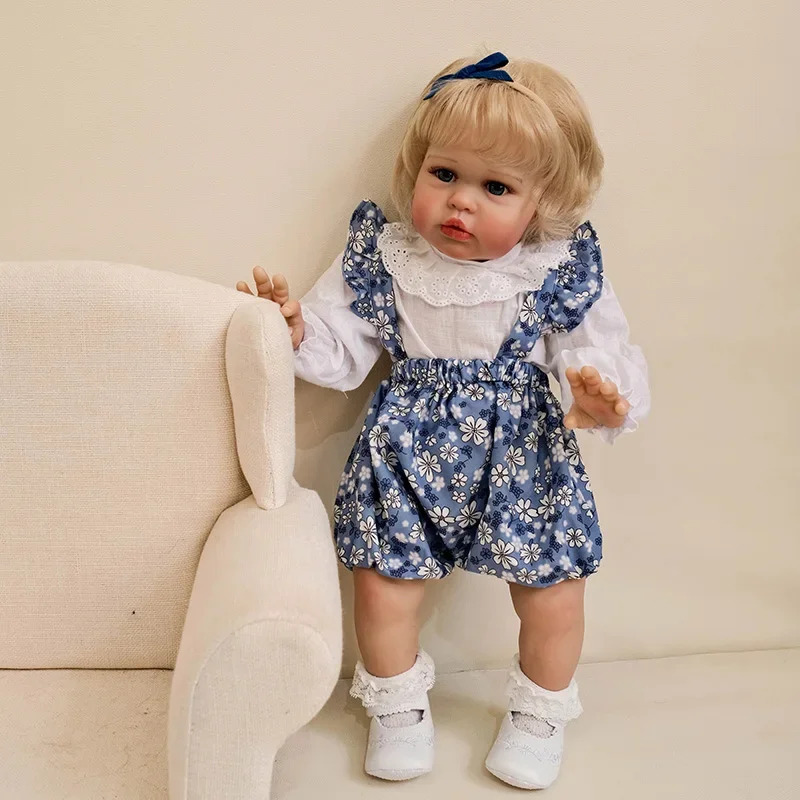 60cm Ellie Cloth Body Toddler Newborn Doll Princess Girl Lifelike Reborn Soft Touch 3D Skin Art Doll with Hand Root Hair