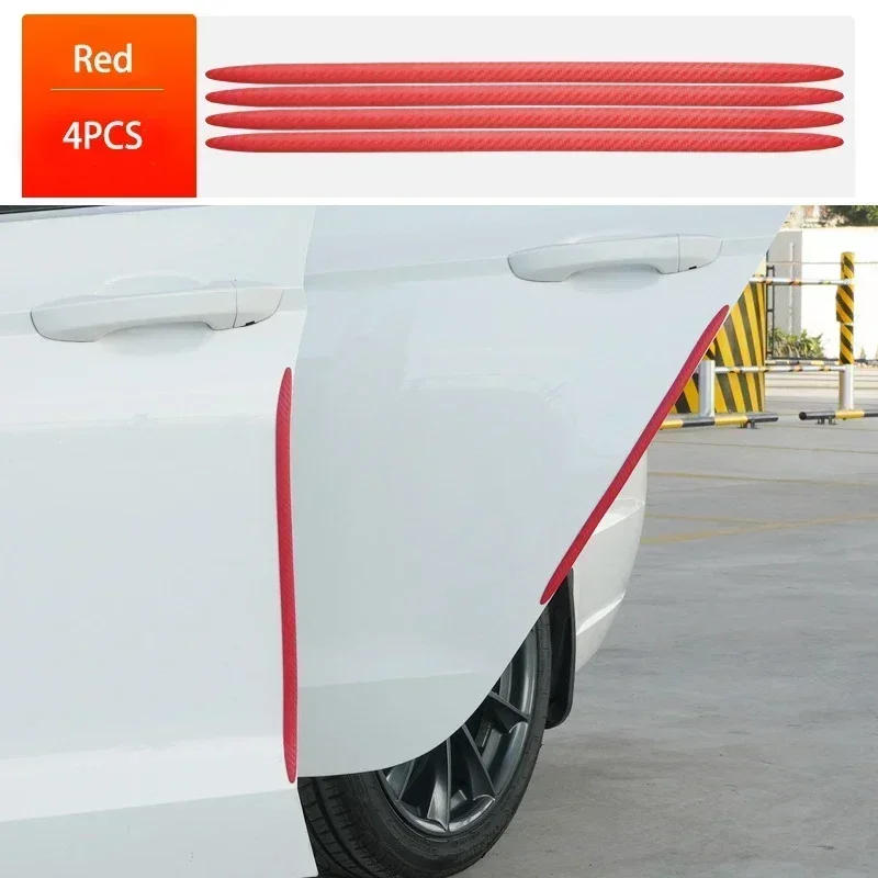 2/4PC Car Door Edge Bumper Strips Carbon Fibre Stripe Extended Body Scratch Strips Universal Decorative Protective Stickers 41cm