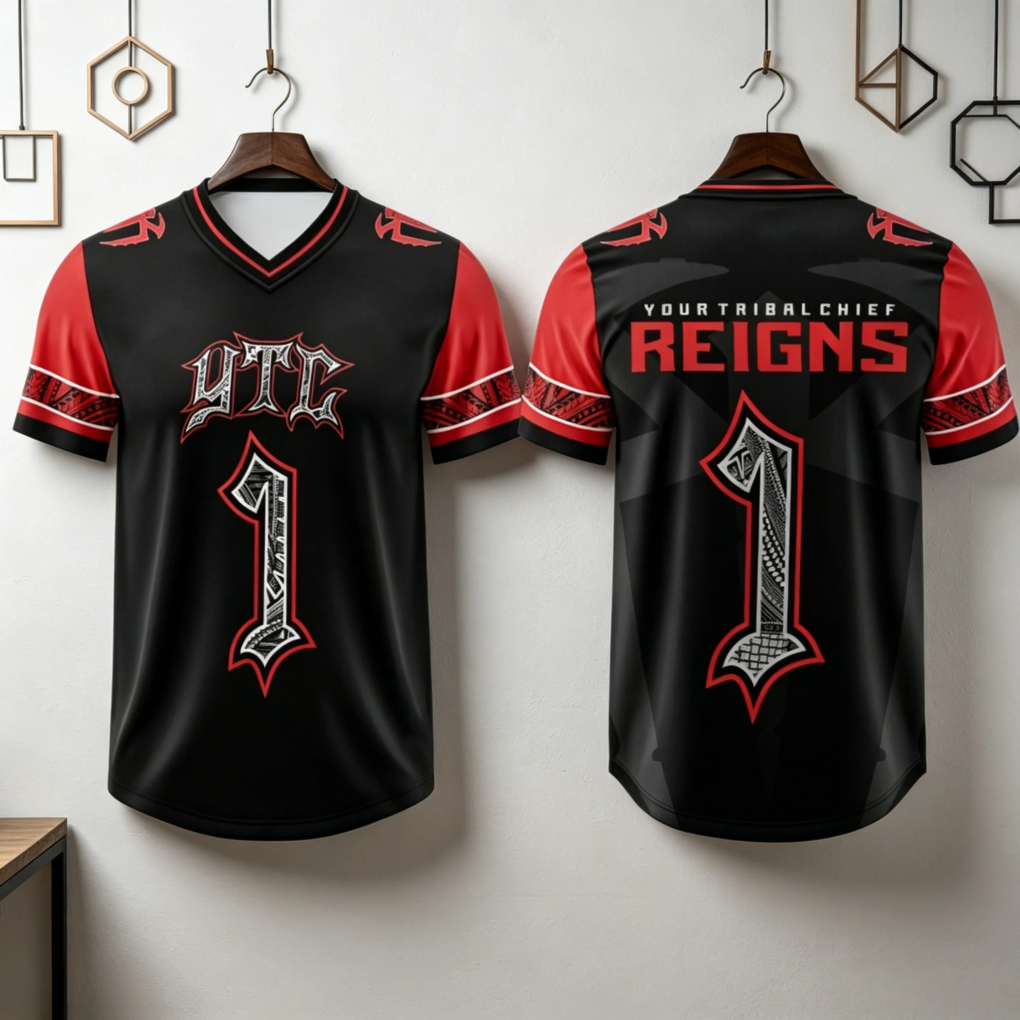 Roman Reigns _Your Tribal Chief_ Tribal Totem Style American Sports Jersey Atmungsaktive, lässige Streetwear-Kurzarm-T-Shirts für die ganze Familie