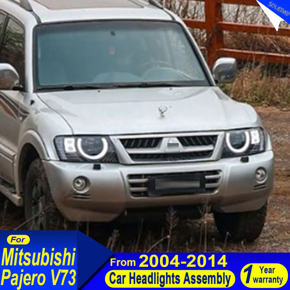 

Фара в сборе для Mitsubishi Pajero V73 2004-2014, V77, со светодиодной линзой, дневными ходовыми огнями и динамическим поворотником