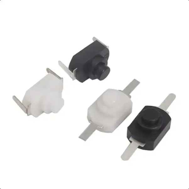 【50-10PCS】1208YD DC 1A/30V 12*8mm Balck/White Mini Push Button Switch for Electric Torch Self Locking ON-OFF