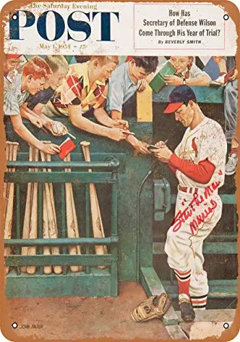 Wall-Color  Metal Sign - Stan Musial Saturday Evening Post - Vintage Look