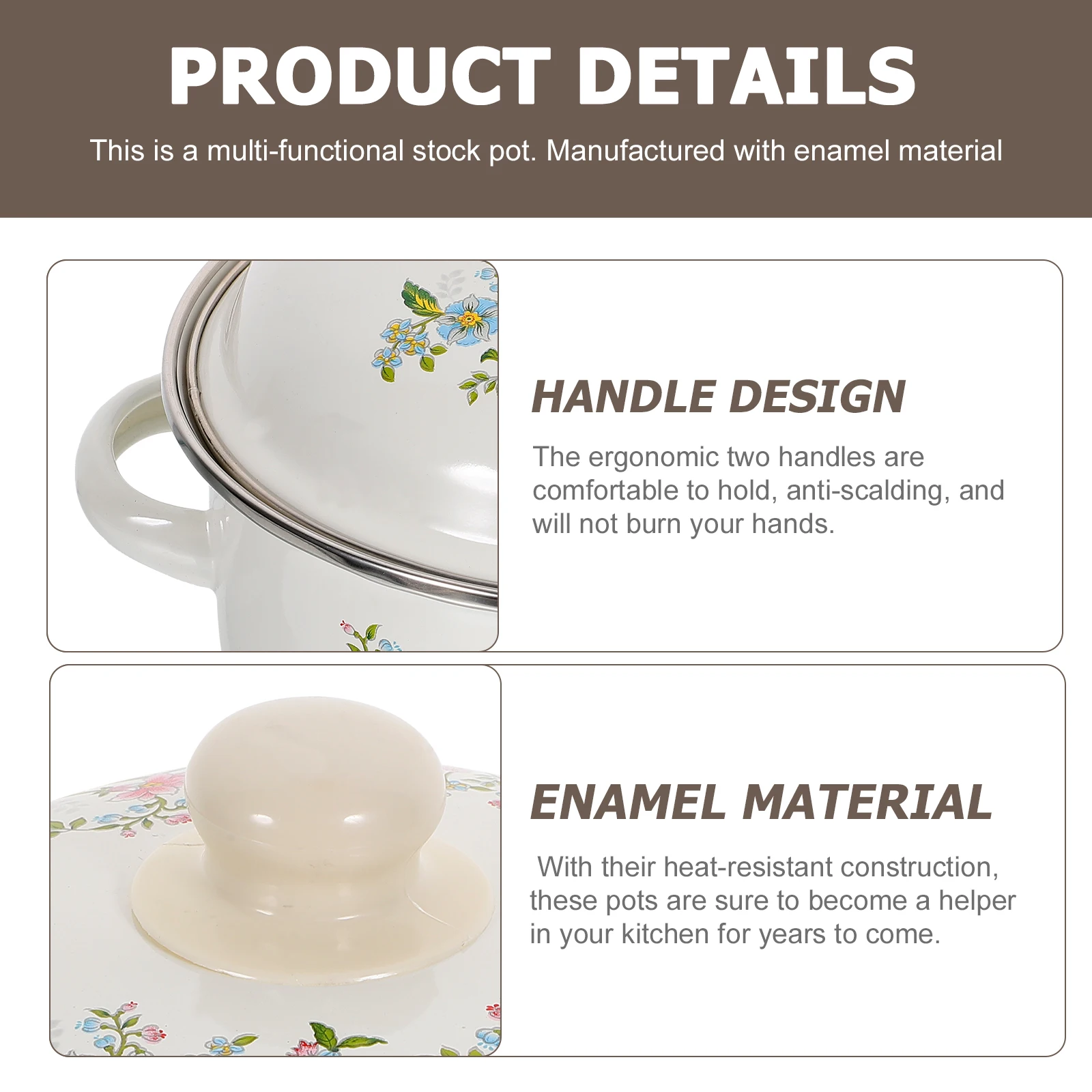 

3pcs Enamel Soup Set Ergonomic Handle Cooking Pot For Baby Food Stew Stockpot Kitchenware Heat Resistant Small Saucepan Milk Tea