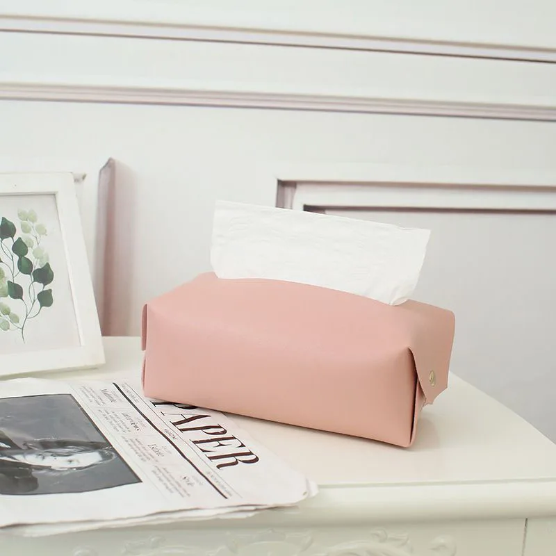 Leather Tissue Box Case Holder Cover Creative Table Napkin Holder Storage Box Handkerchief Tissue Paper Bags Napkin Organizer