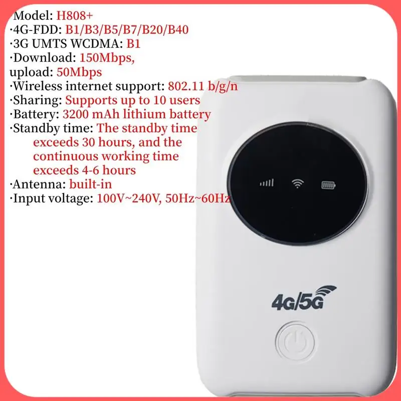 

X12A-H808+ Портативный модем Мини-маршрутизатор 4G Lte 150 Мбит/с со слотом для SIM-карты Точка доступа для путешествий на открытом воздухе