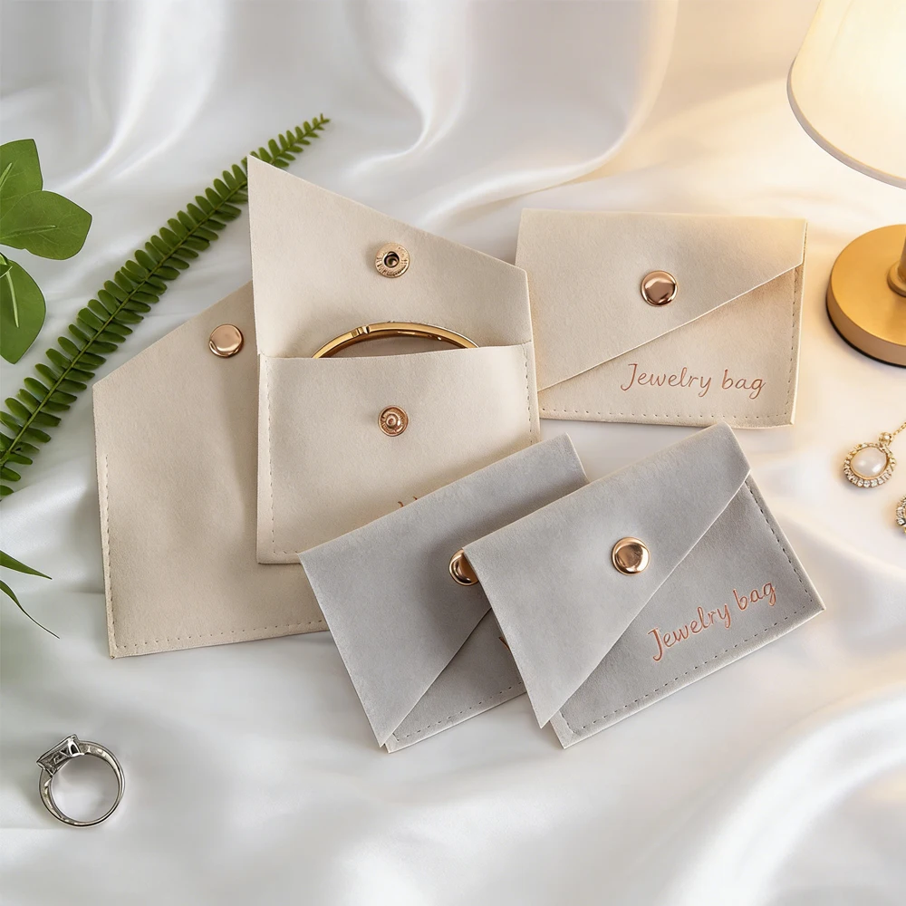 

50 шт./лот, мешочки для ювелирных изделий с индивидуальным логотипом, 8x6 см, маленькие мешочки для колец, браслетов, ожерелий, упаковочные мешочки из микрофибры, бархатные мешочки с застежкой-кнопкой