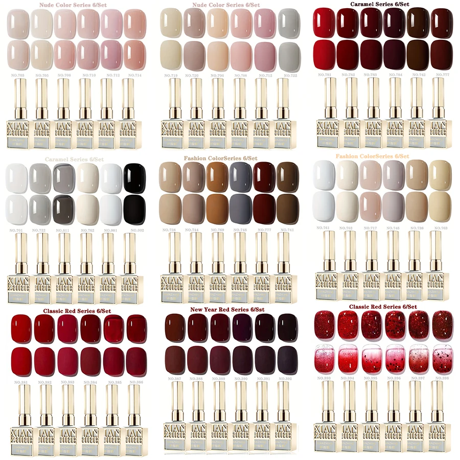 6 teile/satz Rot Weihnachten Nagel Gel Polnischen Kits Einfarbig Glitter Schwarz Weiß Rot Soak Off UV Semi-Permanent lack Nagellack N