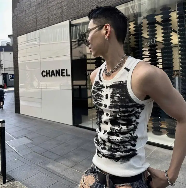 Summer style personalized fitted fashionable trend original streetwear print casual versatile high-quality base layer tank top