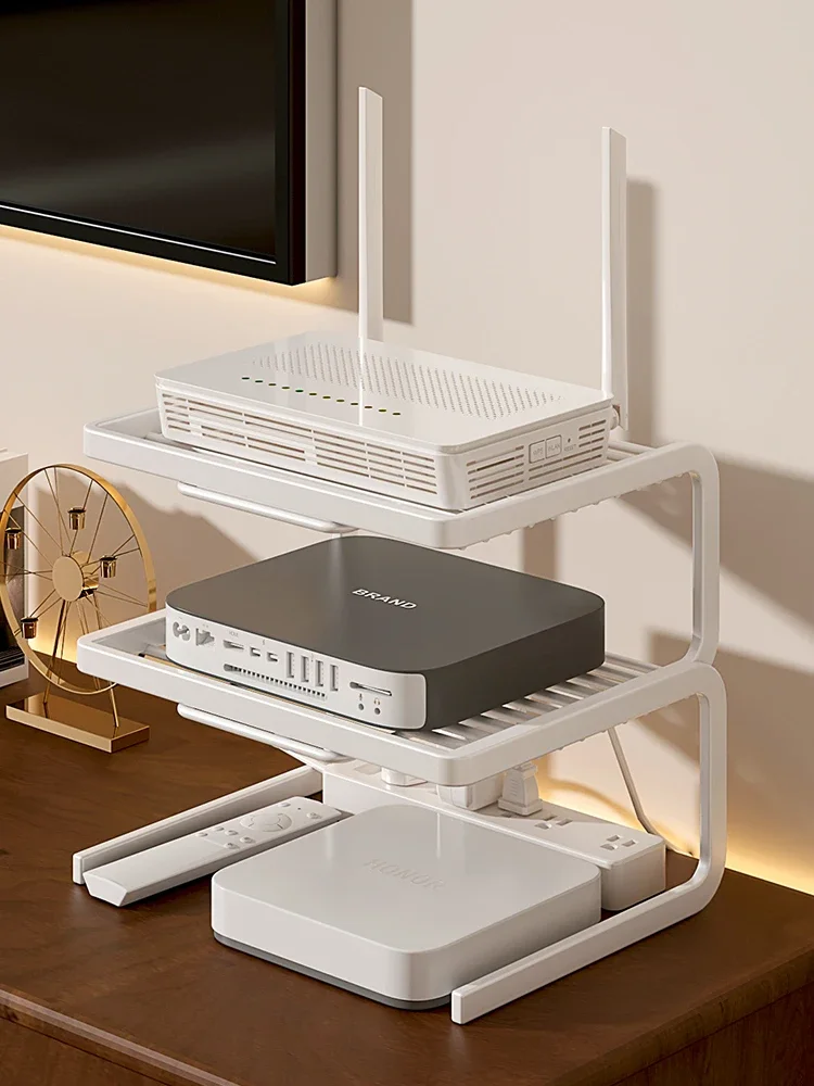 Router Storage Box Stand Metal Cooling Base Plate TV Box Placement Shelf Home Organization Tools Living Room Network Equipment