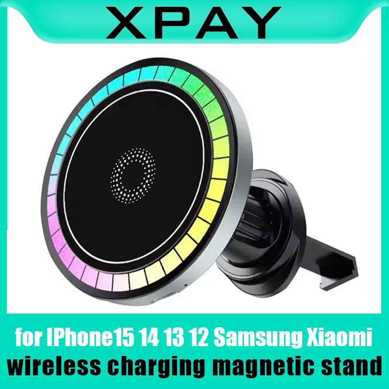 

LED Magsafe Car Phone Charger with Light Magnetic Phone Holder Air Vent Car Phone Stand for IPhone15 14 13 12 Samsung Xiaomi