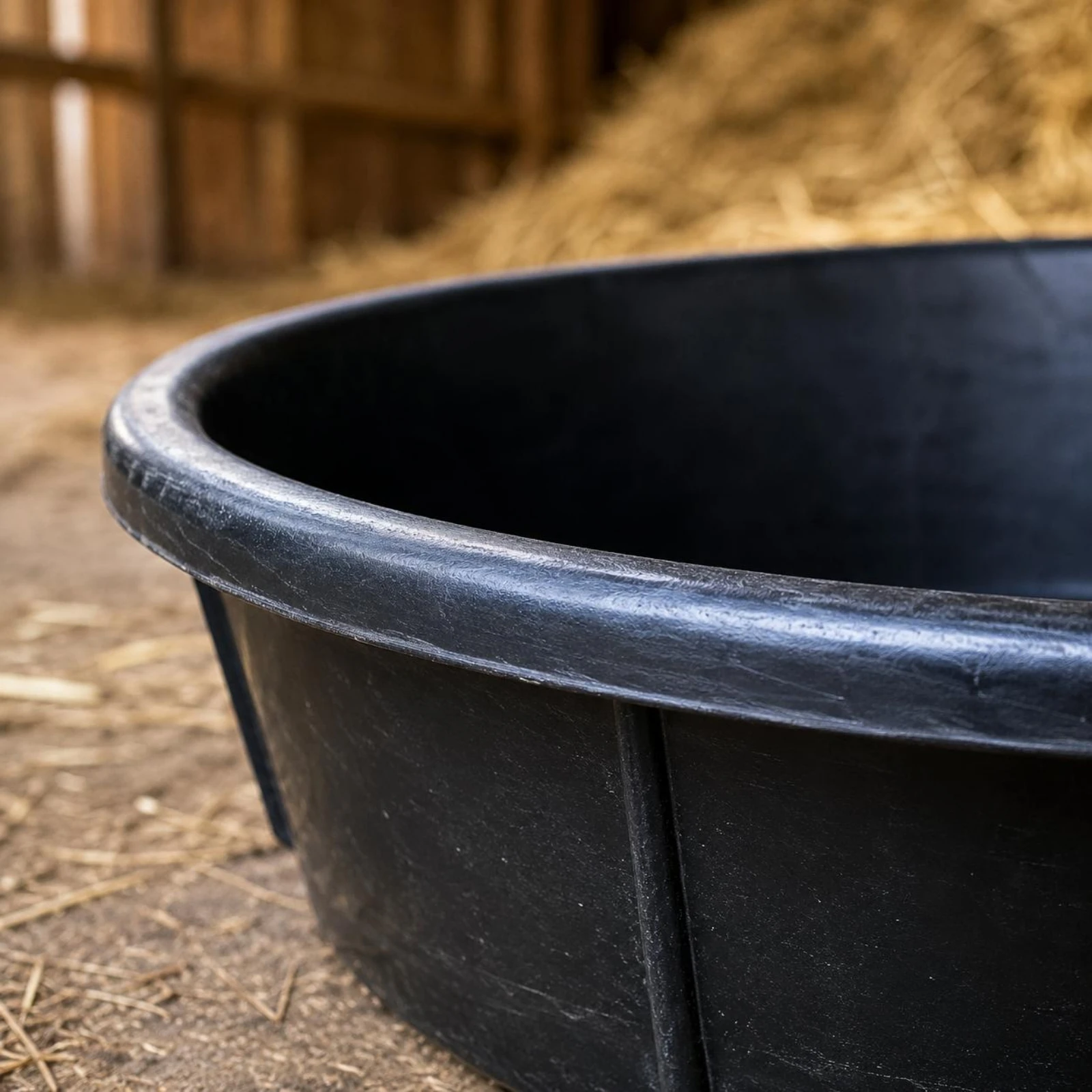 Shallow Rubber Tub Reinforced Ribs Oval Rubber Tub Utility Container Polished Molded