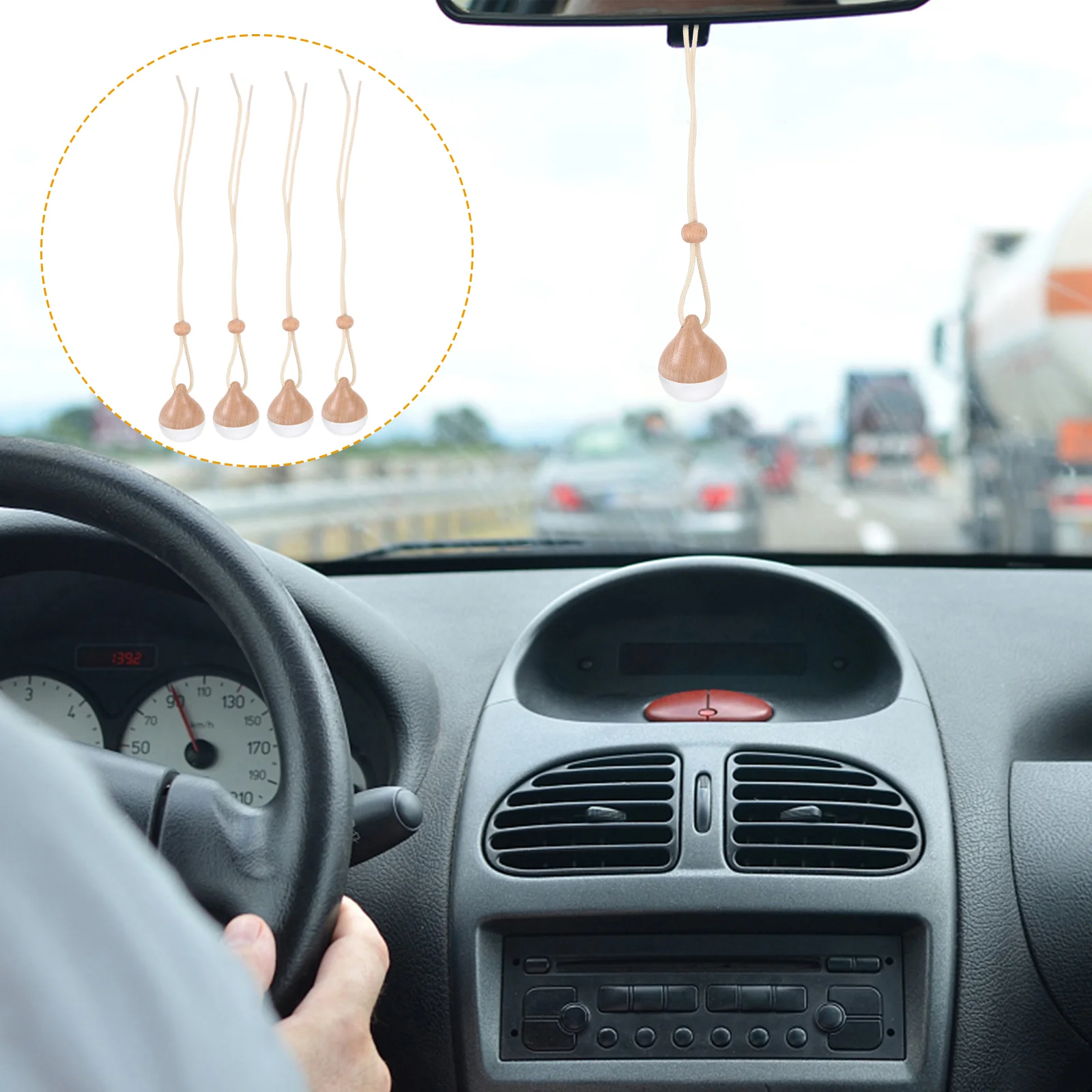 

4 Pcs Air Freshener Car Aromatherapy Perfume Pendant Necessity Essentials Diffuser Glass Ornament Lavender Reed Refill Decor