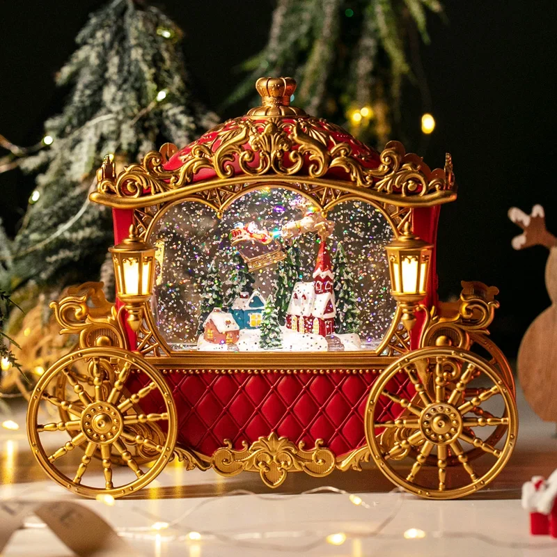 Creative Christmas gift music box carriage old man falling snow music box crystal ball children's birthday gift girl