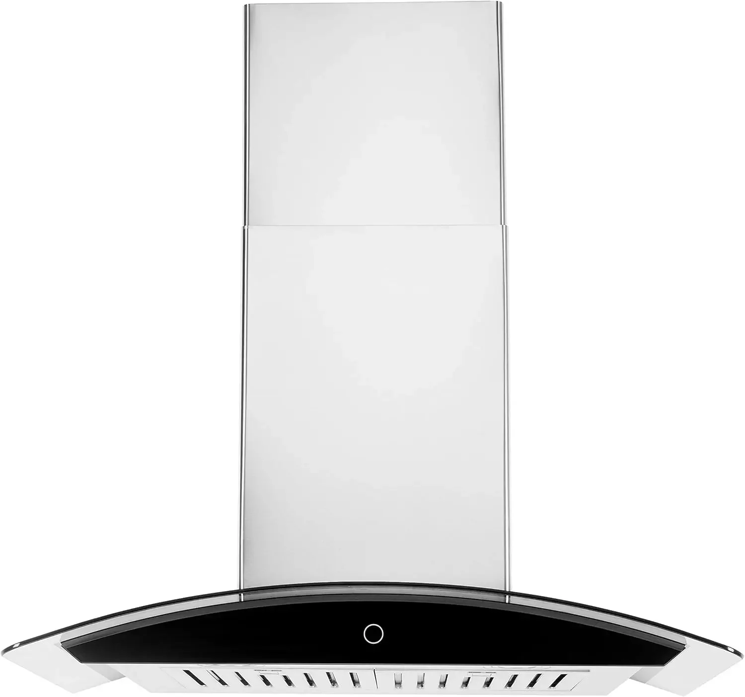 

Wall Mount Range Hood 30 Inch | Contemporary Stainless Steel & Tempered Glass | Onyx Black Panel, 3-Speed Touch, Customized