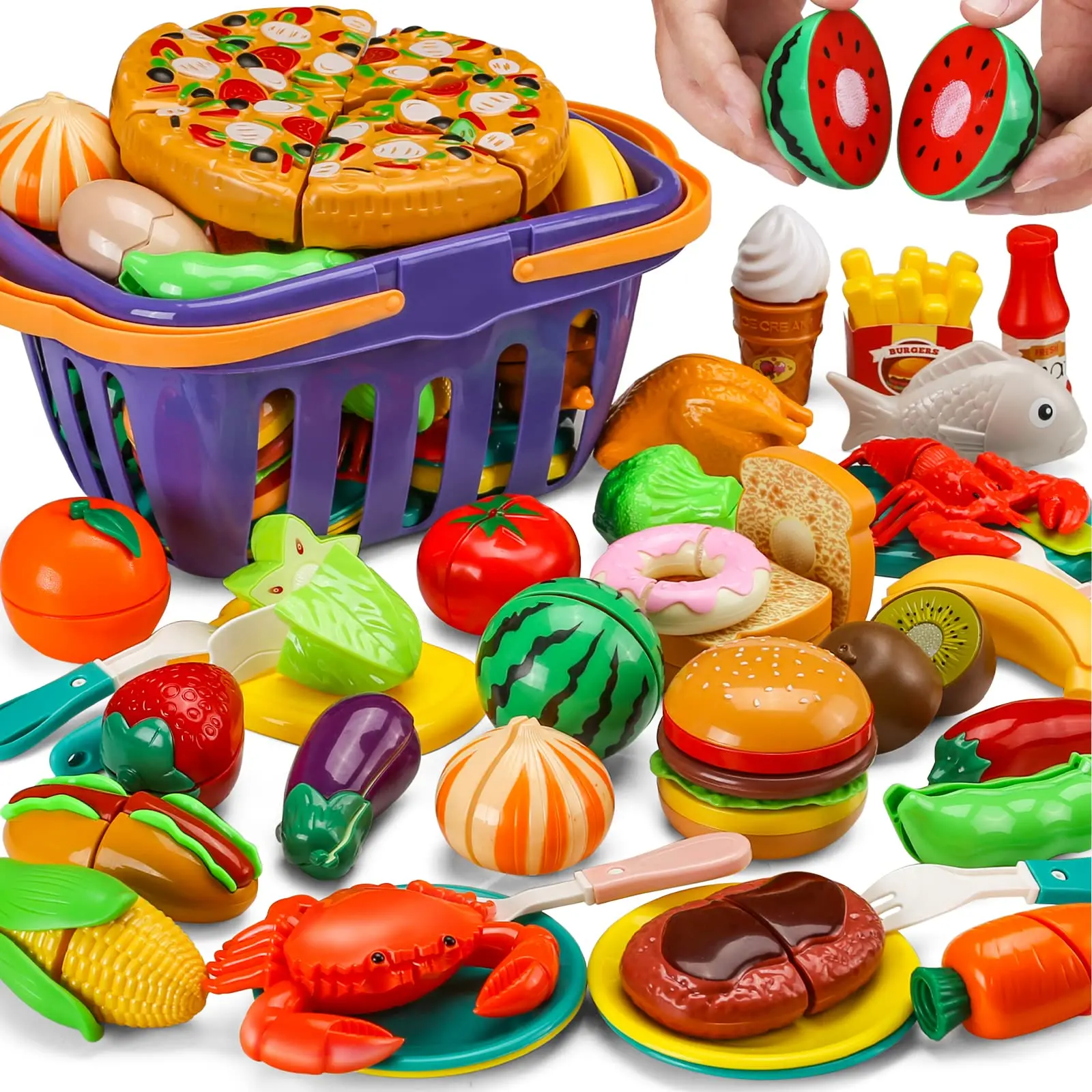 Juego de juguetes de cocina de simulación para niños, juego de simulación de frutas, verduras, Pizza, corte, juguetes educativos para edades tempranas, juego de casa