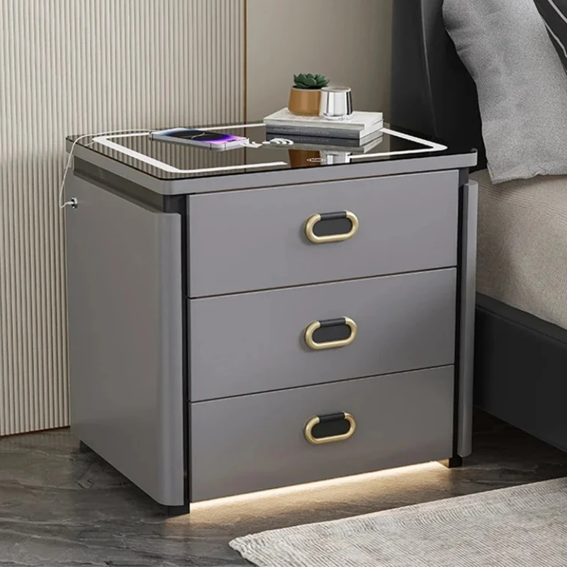

Charging Station With Safe Nightstands Storage Cabinet Bedroom Bedsides Table Smart Drawers Szafki Nocne Bedroom Furniture