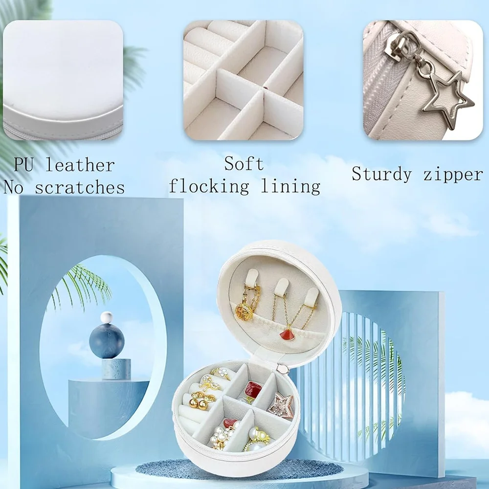 Boîte de rangement de bijoux multifonctionnelle, 1 pièce, étui pour boucles d'oreilles anti-poussière en PU, sac de rangement circulaire, cadeaux de noël, motif de clochettes