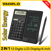 Foldable Solar Energy Calculator 12-Digits Standard Function Desktop Calculator with 6 Inch LCD Writing Tablet for School Office