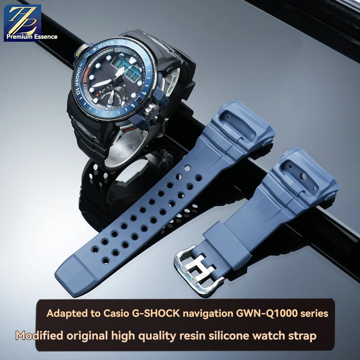 For Casio Navigation Series Watch GWN-Q1000 Resin Silicone Watch with Black Blue Replacement Chain Accessories Comes with Tools