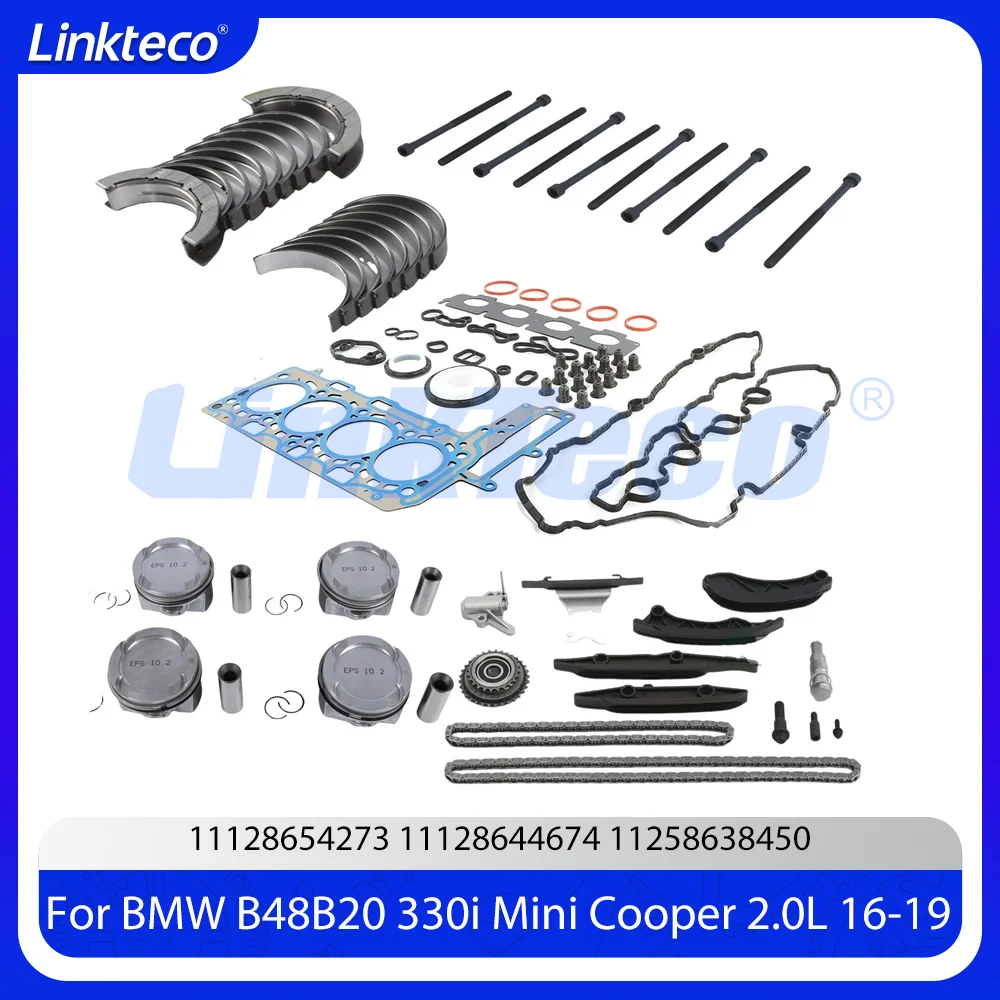Engine Overhaul Rebuild Bolts Kit Piston Timing Chain Fit 2.0 L T For BMW B46 B48 2.0T 120i 220i 320i 420i 520i 730i X1-X4 15-21