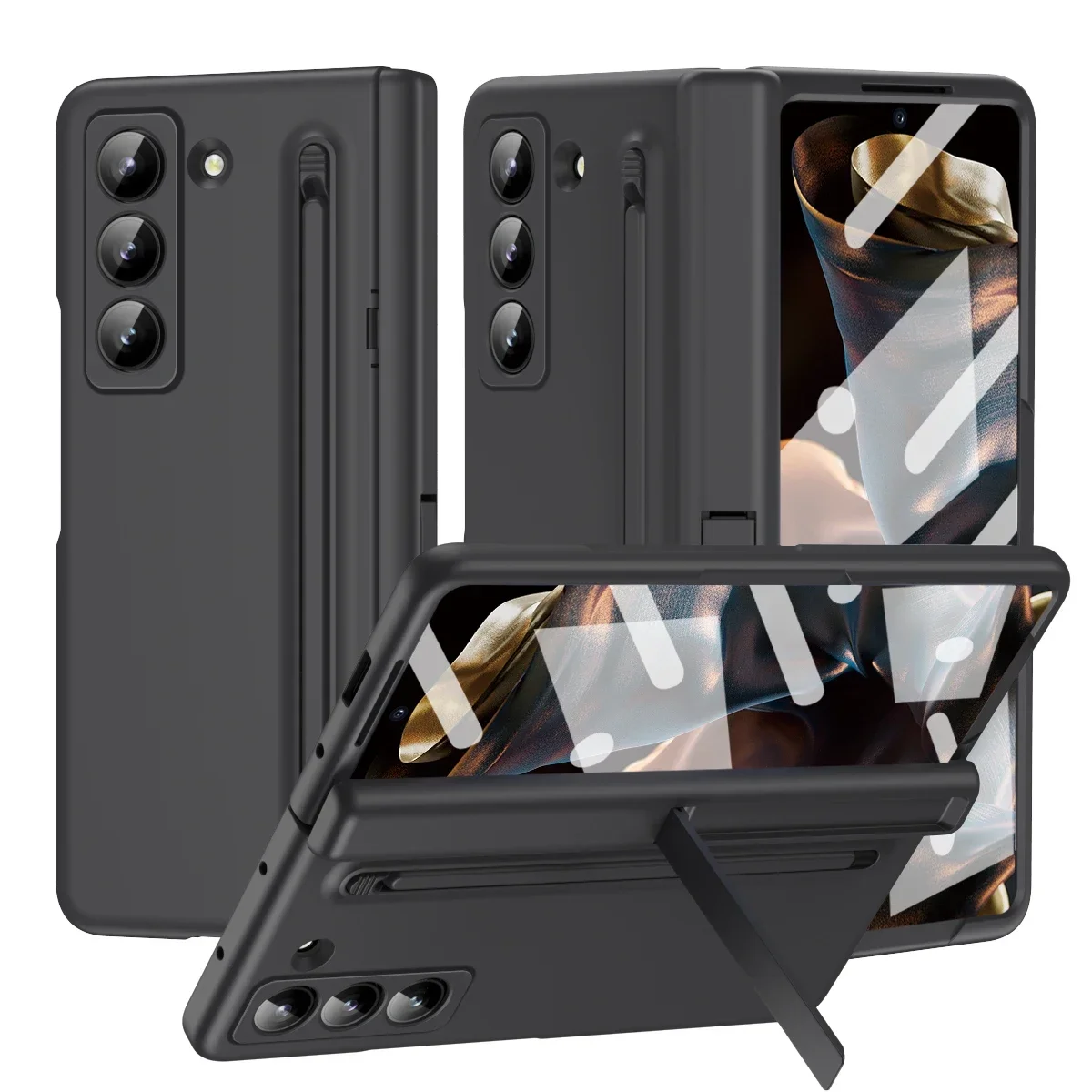 Opaco Per Samsung Z Fold SE Special Edition 6 Slim Galaxy Z Fold 6 5 4 3 Custodia Con Pellicola Touch Pen Slot Flip Cerniera Staffa Copertura