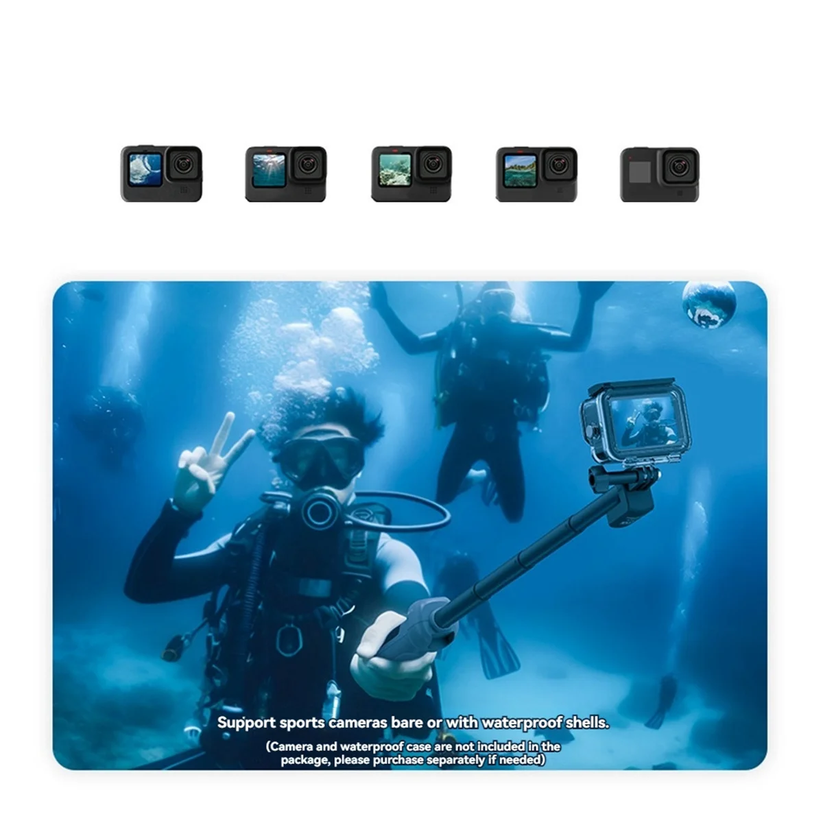 TCE Underwater Selfie Stick Waterproof Diving Extendable Selfie Stick Wireless Remote Control for Hero 8 9 10 11 12