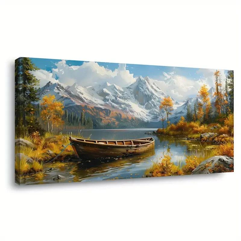 

Autumn Scenery Yellow Trees Boat Large Diamond Embroidery Mosaic 5D DIY Diamond Painting Square Round Handmade Cross Stitch