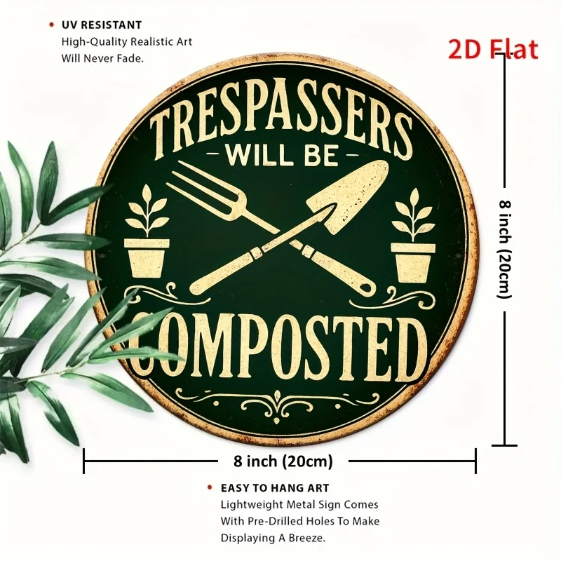 2D Flat, 1pc Vintage Garden-Themed Metal Wall Art Sign, 8x8 Inch, 