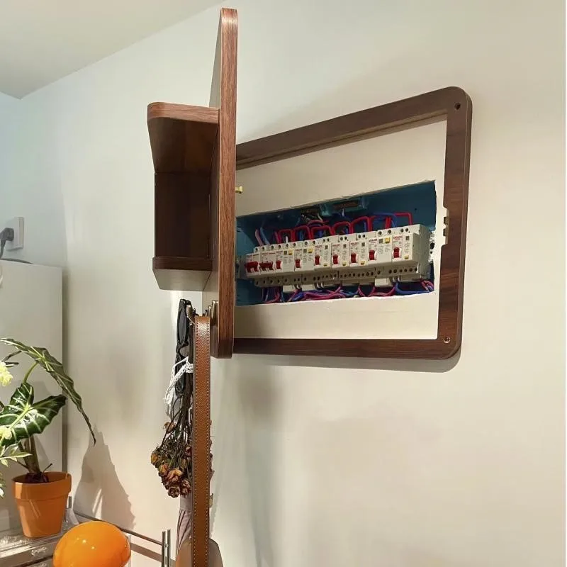 Solid Wood Electric Meter Box Simple Antique Style Distribution Box Renovation Storage Rack Electric Switch Box With Rack ZI916