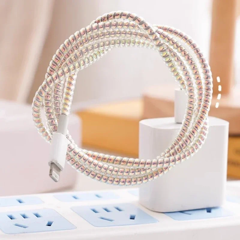 1.6M USB Charging Data Line Cable Protector - Spring Wrap Wire Cord Protection, Cable Winder Organizer for Home Desk Accessories gallery 1