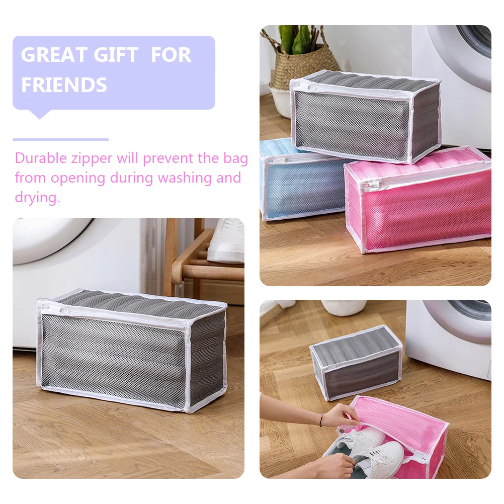 

2Pcs Wash Laundry Mesh Bags Reusable Laundry Mesh Bags for Sneakers Large Size Zipper Gray Household Storage