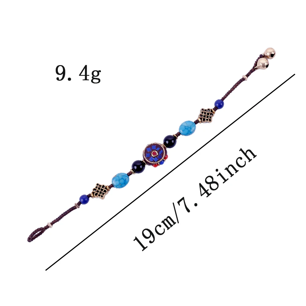 الأصلي أساور التبتية بوهيميو العرقية نمط الرجعية تصميم المنسوجة مضفر الخرز البرونزي جرس سوار للرجال النساء مجوهرات