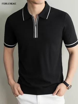 Men's summer short‑sleeve knit Polo shirt blended with linen and mulberry‑silk, featuring a laid‑back relaxed fit. It enables un