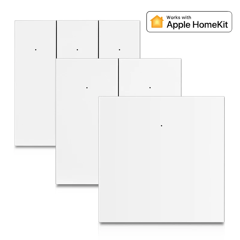 Button WiFi Smart Light ON/OFF Wall Switch No Needed Neutral Line EU UK 86x86mm Work With Apple HomeKit