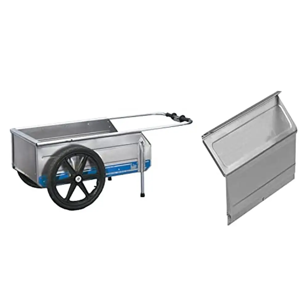 Portable Aluminum Garden Cart with 330lb Hauling Capacity Foldable Design Blue Stripe Color