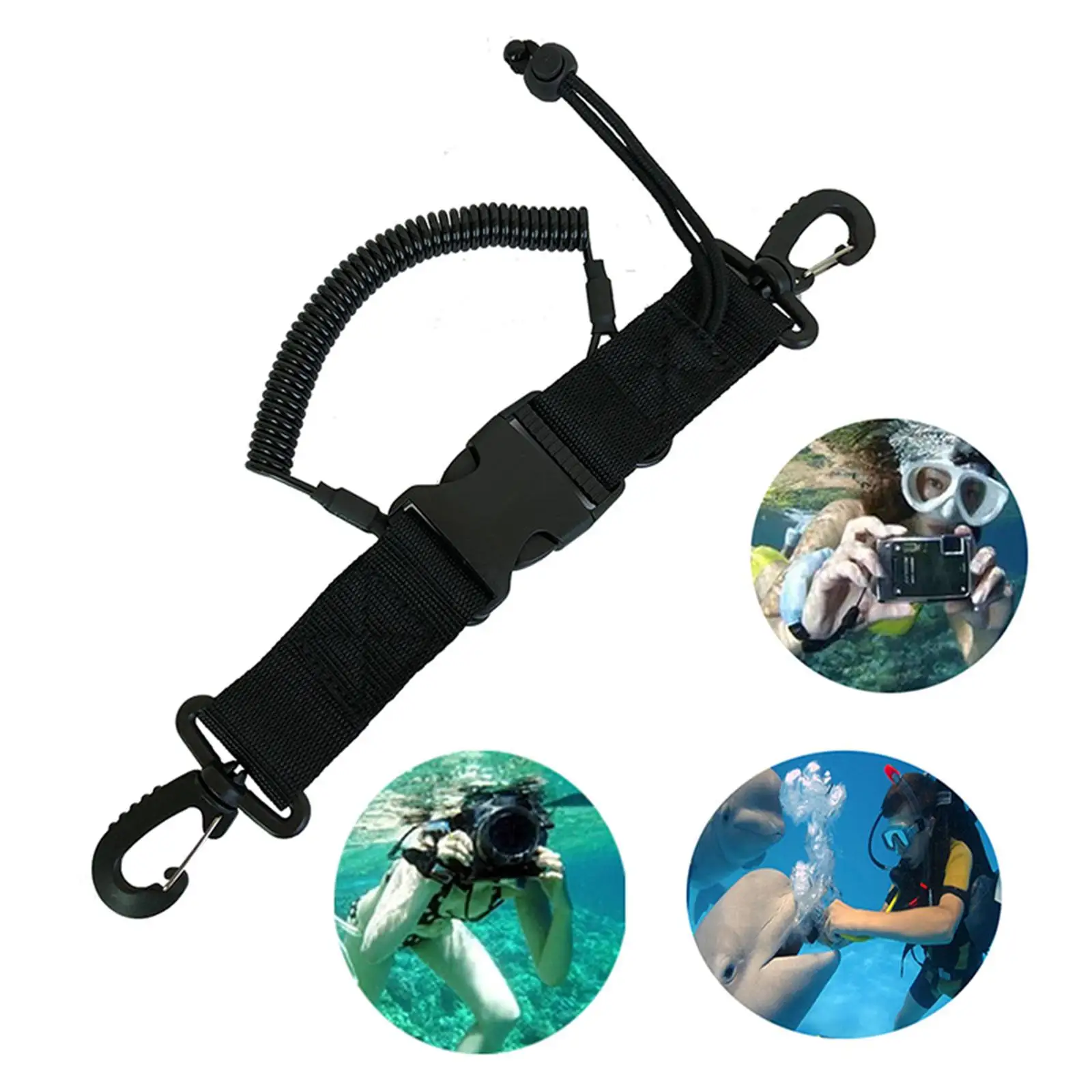 3-4pack Scuba Diving Lanyard Coil Lanyard w/ Quick Release Buckles & Clip for