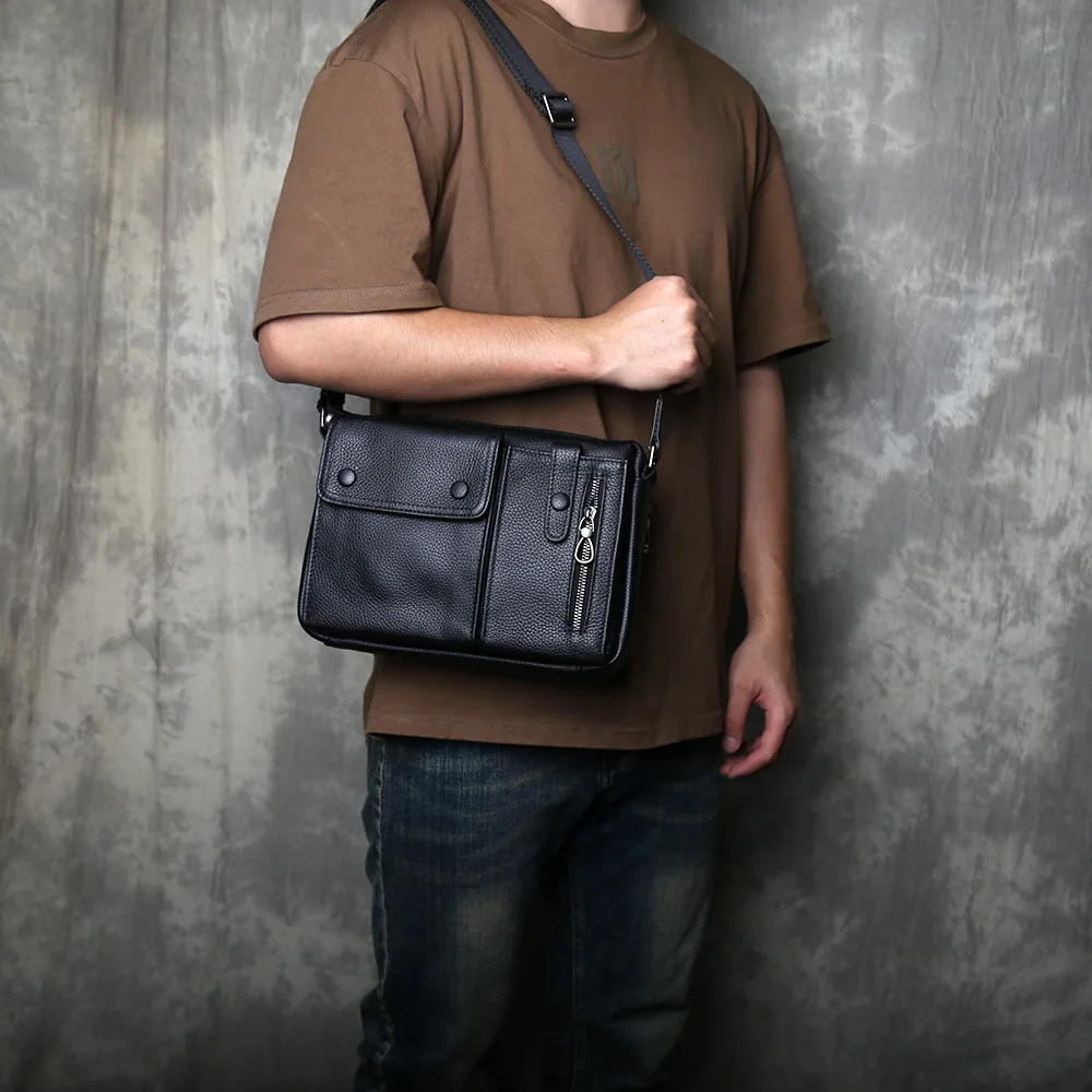 

Men's Genuine Leather Backpack Single Shoulder Crossbody Bag Top Grain Cowhide Large Capacity Casual Trendy Brand Bag