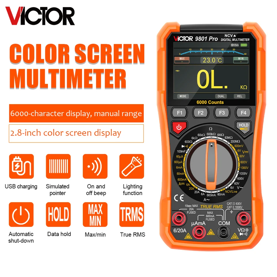 M*X様 Victor AA-DX1000J Victor 9801 Pro 20A Multimeter 1000V Digital Display