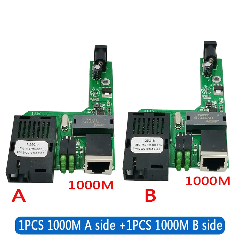 Gigabit Ethernet switch Optical Fiber Media Converter Fiber Transceiver 1000M Full PCBA with Fiber module htb gs