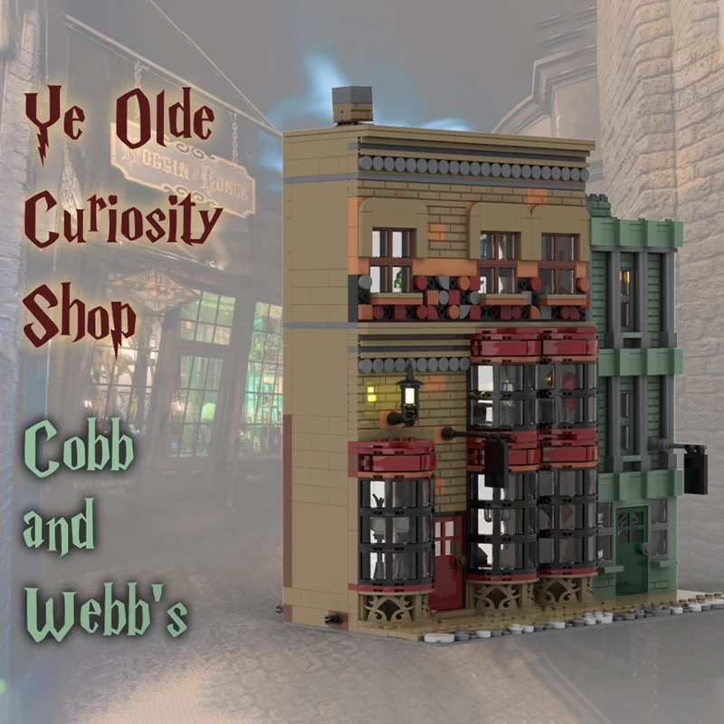 

1068pcs MOC Knockturn Alley Ye Olde Curiosity & Cobb & Webbs Harry Building Blocks Magic Addition to Christmas Building Gift