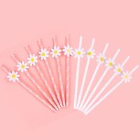 10/20/30pcs Sweet Daisy Disposable Paper Straws Daisy Flower Drinking Straw for kids Birthday Party Baby Shower Wedding Supplies