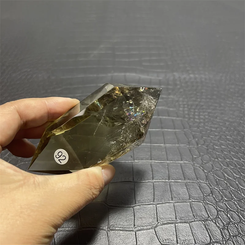 

238g Rainbow Natural Smoky Citrine Quartz Crystal Hexagonal Double Terminated Points Wand Meditation Reiki Healing Stone