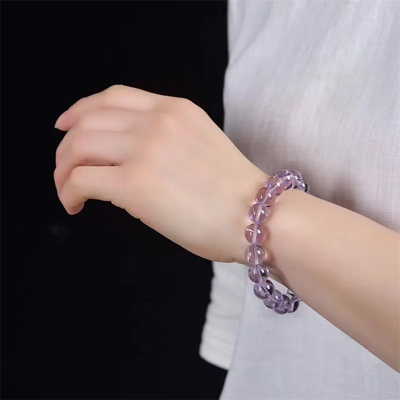 10MM Natural Lavender Amethyst Bracelet Women Fashion Sweet Reiki Healing Energy Strand Girls Jewelry Gift 1PCS