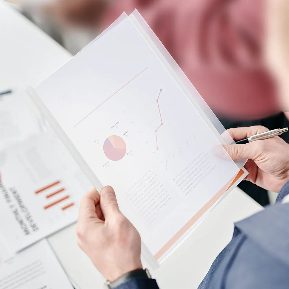 

20 шт., прозрачная папка для бумаги формата А4, выдвижная планка для офисных школьных файлов, быстрое извлечение и переплетная обложка для бумаги для хранения