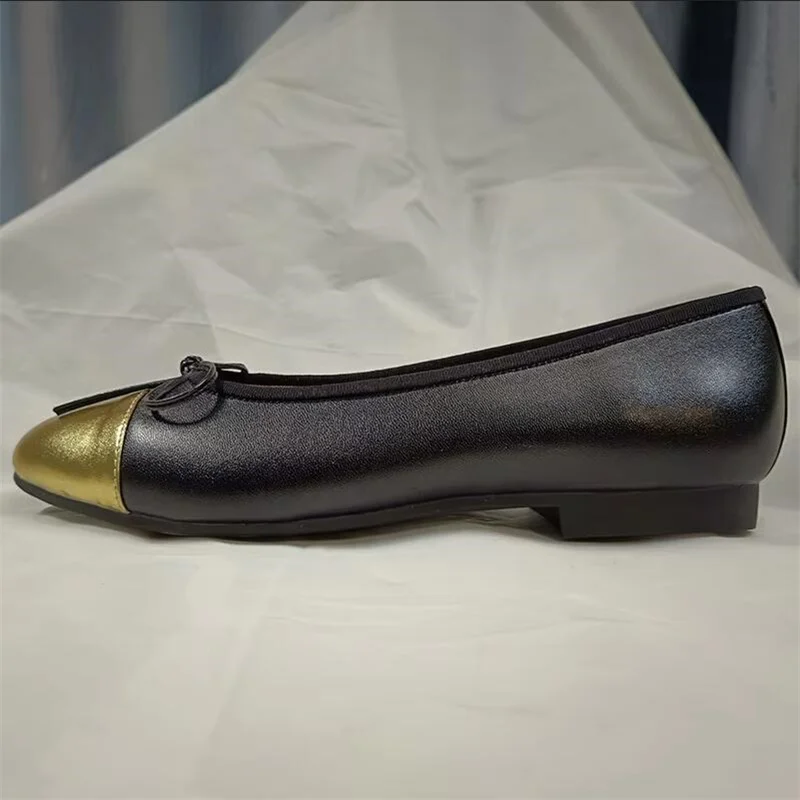 حجم كبير جولة تو العلامة التجارية الفاخرة تصميم القوس الباليه حذاء مسطح النساء جلد طبيعي حذاء كاجوال Zapatos Mujer #3