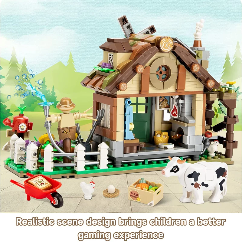 Building Block Creative Farming Animals Hut LOZ Friend Village Windmill Architecture Bircks Assembly Holiday Toys Kids Gifts