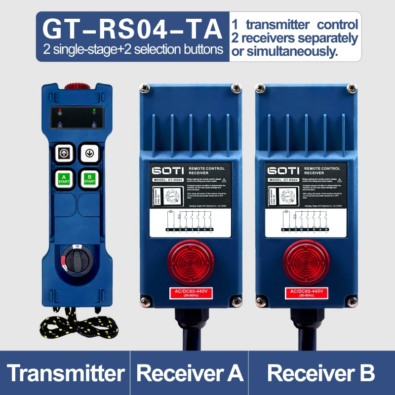 GT-RS04-TA Industrial Radio Wireless Crane Hoist GT-RS04-TA  2 single-stage+2 selection buttons (1 Transmitter , 2 Receivers)