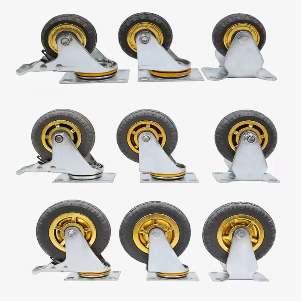 Universal Noiseless Furniture Caster Wear Resistant Heavy Loads Swivel Caster With Brake Rubber Roller Wheel Shelf Cart Wheel