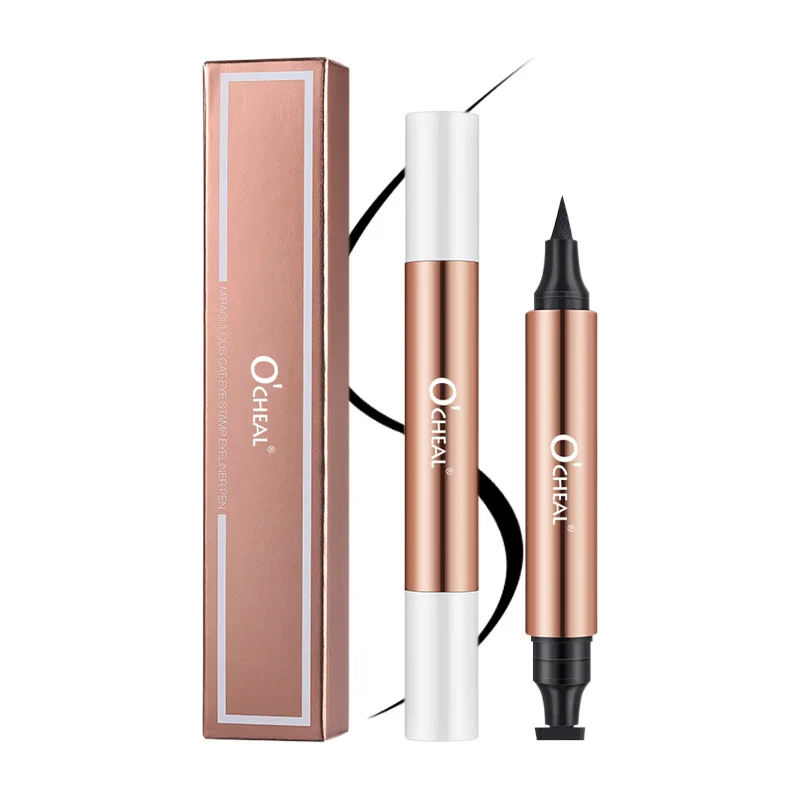 O'CHEAL Eyeliner Stamp Black Liquid Eyeliner Pen Waterproof Fast Dry Dual Head Eye Liner Pencil Make-up for Women Cosmetics Tool