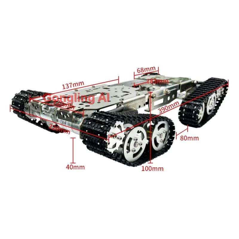 Robot Carro Armato RC con Carico di 12Kg, Telaio in Acciaio con Motore, Grande Piattaforma per Arduino/Raspberry Pi, Kit DIY Programmabile